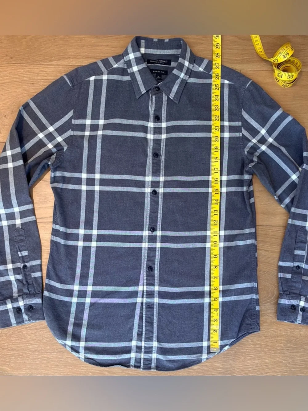 BUNDLE Banana Republic Grant Fit Luxe Flannel Plaid Shirts Blue Gray Mens Medium